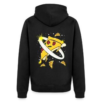 Pizza Space Astronaut Pizzas - Unisex Premium Organic Zip Hoodie - black - Back - Nico (187cm)