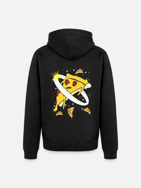 Pizza Space Astronaut Pizzas - Unisex Premium Organic Zip Hoodie - black