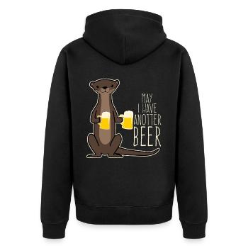 May I have AnOtter Beer - Unisex Premium Organic Zip Hoodie - black - Back - Nico (187cm)