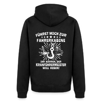 Kranfahrer Kranführer Kran Fahren - Unisex Premium Bio Zip Hoodie - Schwarz - Hinten - Nico (187cm)