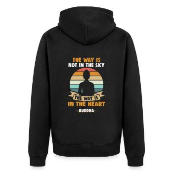 Buddhist Meditation Zen Buddha Buddhismus und Yoga - Unisex Premium Bio Zip Hoodie - Schwarz - Hinten - Nico (187cm)