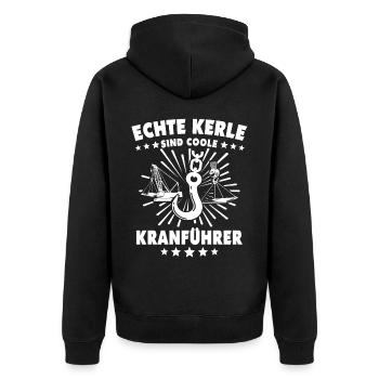 Kranfahrer Kranführer Kran Fahren - Unisex Premium Bio Zip Hoodie - Schwarz - Hinten - Nico (187cm)