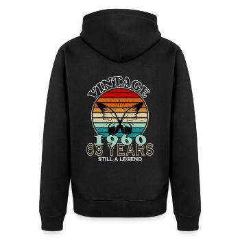 Hergestellt 1960, Geboren 1960 Geburtstag - Unisex Premium Bio Zip Hoodie - Schwarz - Hinten - Nico (187cm)