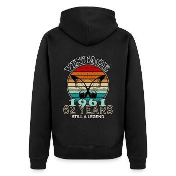 Hergestellt 1961, Geboren 1961 Geburtstag - Unisex Premium Bio Zip Hoodie - Schwarz - Hinten - Nico (187cm)
