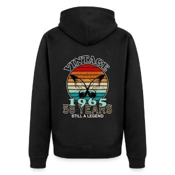 Hergestellt 1965, Geboren 1965 Geburtstag - Unisex Premium Bio Zip Hoodie - Schwarz - Hinten - Nico (187cm)