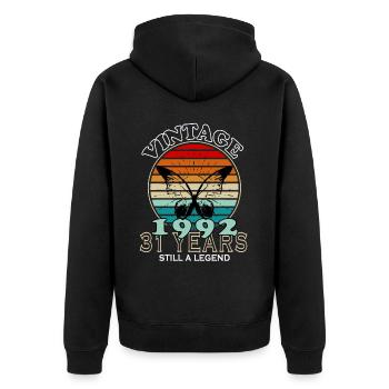1992 Vintage Geburtstagsgeschenk - Unisex Premium Bio Zip Hoodie - Schwarz - Hinten - Nico (187cm)