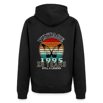 1995 Vintage Geburtstagsgeschenk - Unisex Premium Bio Zip Hoodie - Schwarz - Hinten - Nico (187cm)