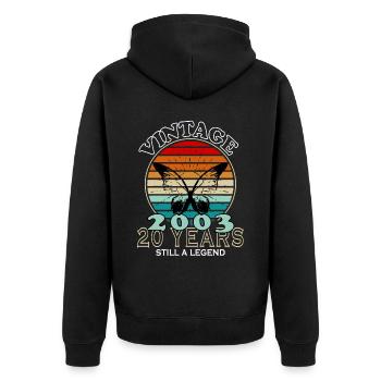 Jahrgang 20. Geburtstag 2003 Sportgeschenk - Unisex Premium Bio Zip Hoodie - Schwarz - Hinten - Nico (187cm)