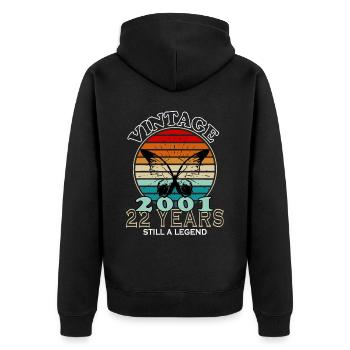 Jahrgang 22. Geburtstag 2001 Sportgeschenk - Unisex Premium Bio Zip Hoodie - Schwarz - Hinten - Nico (187cm)