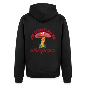 Pilzsammler und Pilz Freunde - Unisex Premium Bio Zip Hoodie - Schwarz - Hinten - Nico (187cm)