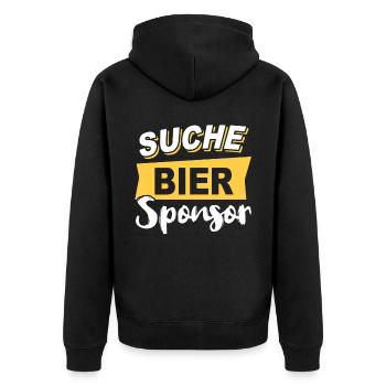 Bier Sponsor Trinksprüche Party - Unisex Premium Bio Zip Hoodie - Schwarz - Hinten - Nico (187cm)