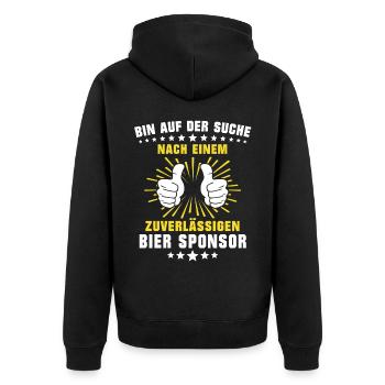Bier Sponsor Trinksprüche Party - Unisex Premium Bio Zip Hoodie - Schwarz - Hinten - Nico (187cm)