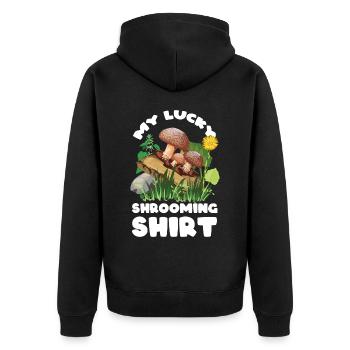 Mushroom pickers and mushroom friends - Unisex Premium Organic Zip Hoodie - black - Back - Nico (187cm)