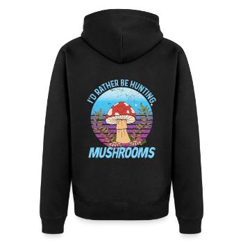 Mushroom pickers and mushroom friends - Unisex Premium Organic Zip Hoodie - black - Back - Nico (187cm)