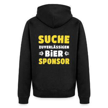 Bier Sponsor Trinksprüche Party - Unisex Premium Bio Zip Hoodie - Schwarz - Hinten - Nico (187cm)