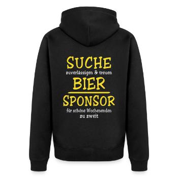 Bier Sponsor Trinksprüche Party - Unisex Premium Bio Zip Hoodie - Schwarz - Hinten - Nico (187cm)