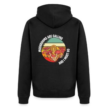 Mushroom pickers and mushroom friends - Unisex Premium Organic Zip Hoodie - black - Back - Nico (187cm)