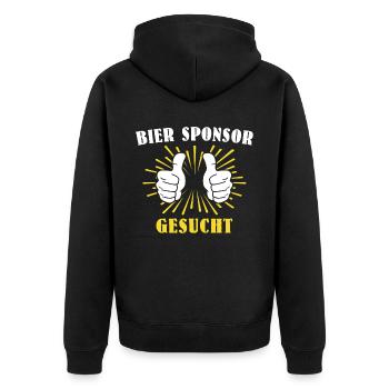 Bier Sponsor Trinksprüche Party - Unisex Premium Bio Zip Hoodie - Schwarz - Hinten - Nico (187cm)