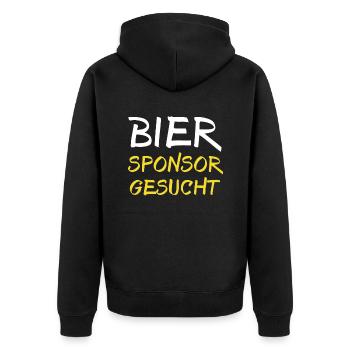Bier Sponsor Trinksprüche Party - Unisex Premium Bio Zip Hoodie - Schwarz - Hinten - Nico (187cm)