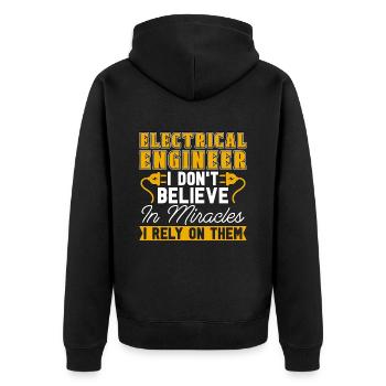 Electrical Engineer I Don't Believe In Technician - Unisex Premium Bio Zip Hoodie - Schwarz - Hinten - Nico (187cm)