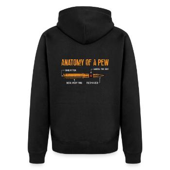 Gunsmith Anatomy Of A Pew Shooting Range Gunsmiths - Unisex Premium Organic Zip Hoodie - black - Back - Nico (187cm)