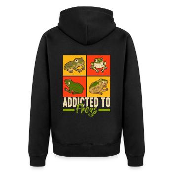 Frog Amphibians Frogs - Unisex Premium Organic Zip Hoodie - black - Back - Nico (187cm)
