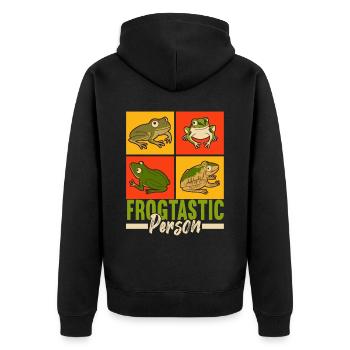Frog Amphibians Frogs - Unisex Premium Organic Zip Hoodie - black - Back - Nico (187cm)
