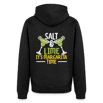 Salt And Lime It's Margarita Time Alcohol Cocktail - Unisex Premium Organic Zip Hoodie - black - Back - Nico (187cm)