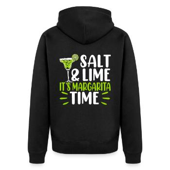 Salt And Lime It's Margarita Time Alcohol Cocktail - Unisex Premium Organic Zip Hoodie - black - Back - Nico (187cm)