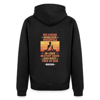 Buddhist Meditation Zen Buddha Buddhismus und Yoga - Unisex Premium Bio Zip Hoodie - Schwarz - Hinten - Nico (187cm)