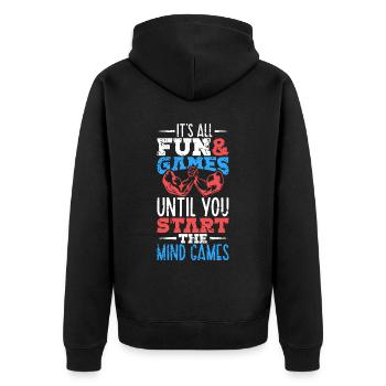 Mind Games - Arm wrestling - Unisex Premium Organic Zip Hoodie - black - Back - Nico (187cm)