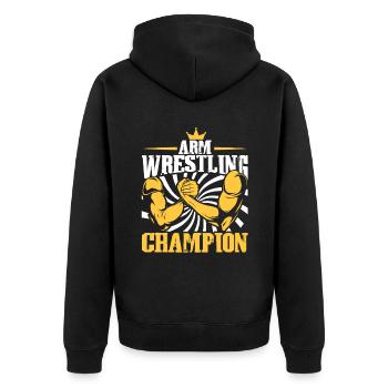 Arm Wrestling Champion - Unisex Premium Bio Zip Hoodie - Schwarz - Hinten - Nico (187cm)