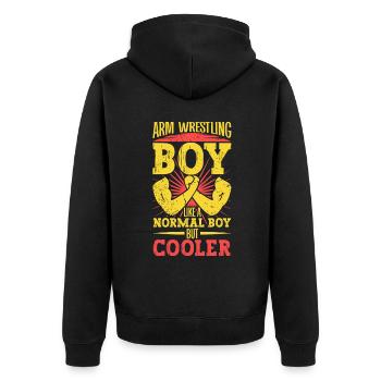 I did my first pin - Arm wrestling - Unisex Premium Organic Zip Hoodie - black - Back - Nico (187cm)