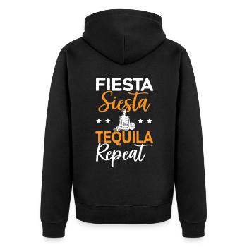 Fiesta Siesta Tequila Repeat Alcohol Drink Tequila - Unisex Premium Organic Zip Hoodie - black - Back - Nico (187cm)