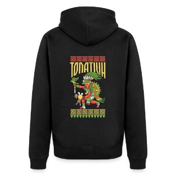 Dieu aztèque du soleil - Tonatiuh - Veste à capuche bio Premium Unisexe - noir - Dos - Nico (187cm)