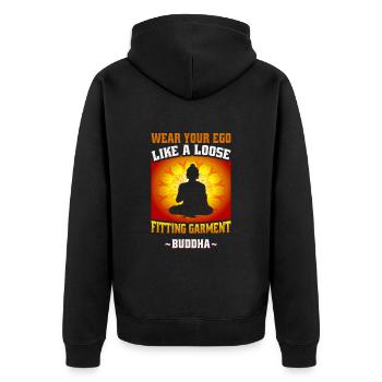 Buddhist Meditation Zen Buddha Buddhismus und Yoga - Unisex Premium Bio Zip Hoodie - Schwarz - Hinten - Nico (187cm)