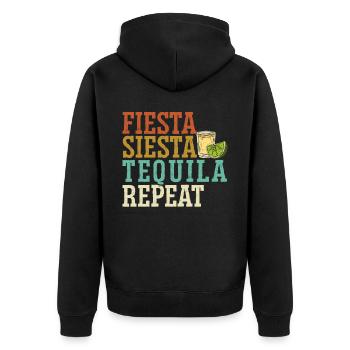 Fiesta Siesta Tequila Repeat Alcohol Drink Tequila - Unisex Premium Organic Zip Hoodie - black - Back - Nico (187cm)