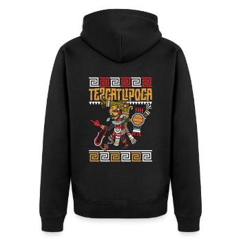 Dieu aztèque de la nuit - Tezcatlipoca - Veste à capuche bio Premium Unisexe - noir - Dos - Nico (187cm)