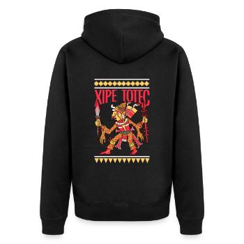 Dieu de la végétation aztèque - Xipe Totec - Veste à capuche bio Premium Unisexe - noir - Dos - Nico (187cm)