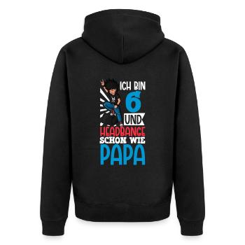 Ich bin 6 - Jungen Rocker - Unisex Premium Bio Zip Hoodie - Schwarz - Hinten - Nico (187cm)