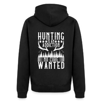 Hunting Hunter Hunting Deer - Unisex Premium Organic Zip Hoodie - black - Back - Nico (187cm)