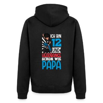 Ich bin 12 - Jungen Rocker - Unisex Premium Bio Zip Hoodie - Schwarz - Hinten - Nico (187cm)