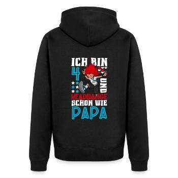 Ich bin 4 - Mädchen Rocker - Unisex Premium Bio Zip Hoodie - Schwarz - Hinten - Nico (187cm)