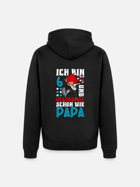 Ich bin 6 - Mädchen Rocker - Unisex Premium Bio Zip Hoodie - Schwarz