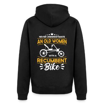 Liegerad Liegeradfahrer Radfahrer - Unisex Premium Bio Zip Hoodie - Schwarz - Hinten - Nico (187cm)