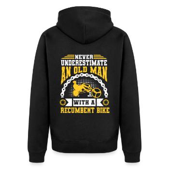 Liegerad Liegeradfahrer Radfahrer - Unisex Premium Bio Zip Hoodie - Schwarz - Hinten - Nico (187cm)