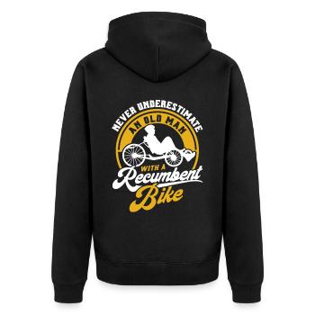 Liegerad Liegeradfahrer Radfahrer - Unisex Premium Bio Zip Hoodie - Schwarz - Hinten - Nico (187cm)