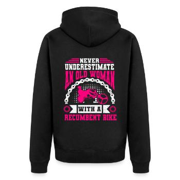 Liegerad Liegeradfahrer Radfahrer - Unisex Premium Bio Zip Hoodie - Schwarz - Hinten - Nico (187cm)