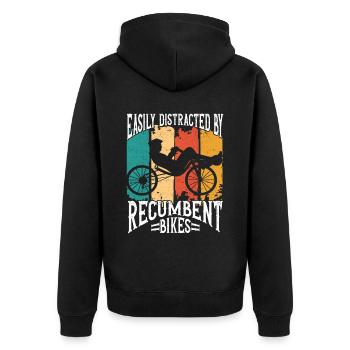 Liegerad Liegeradfahrer Radfahrer - Unisex Premium Bio Zip Hoodie - Schwarz - Hinten - Nico (187cm)