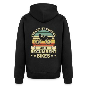 Liegerad Liegeradfahrer Radfahrer - Unisex Premium Bio Zip Hoodie - Schwarz - Hinten - Nico (187cm)